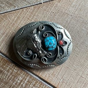 Silver Turquoise/Coral Buckle